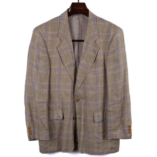 Beige Checked Linen Sport Coat