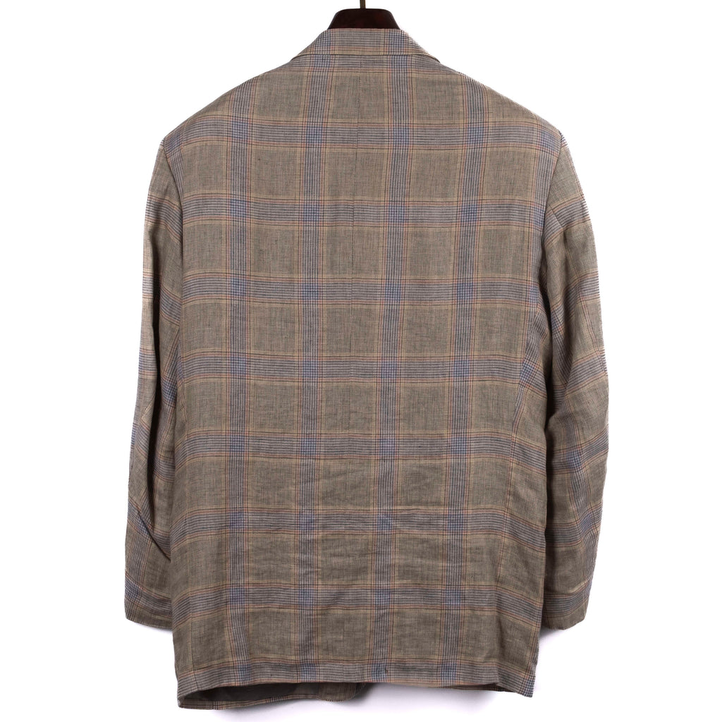 Beige Checked Linen Sport Coat