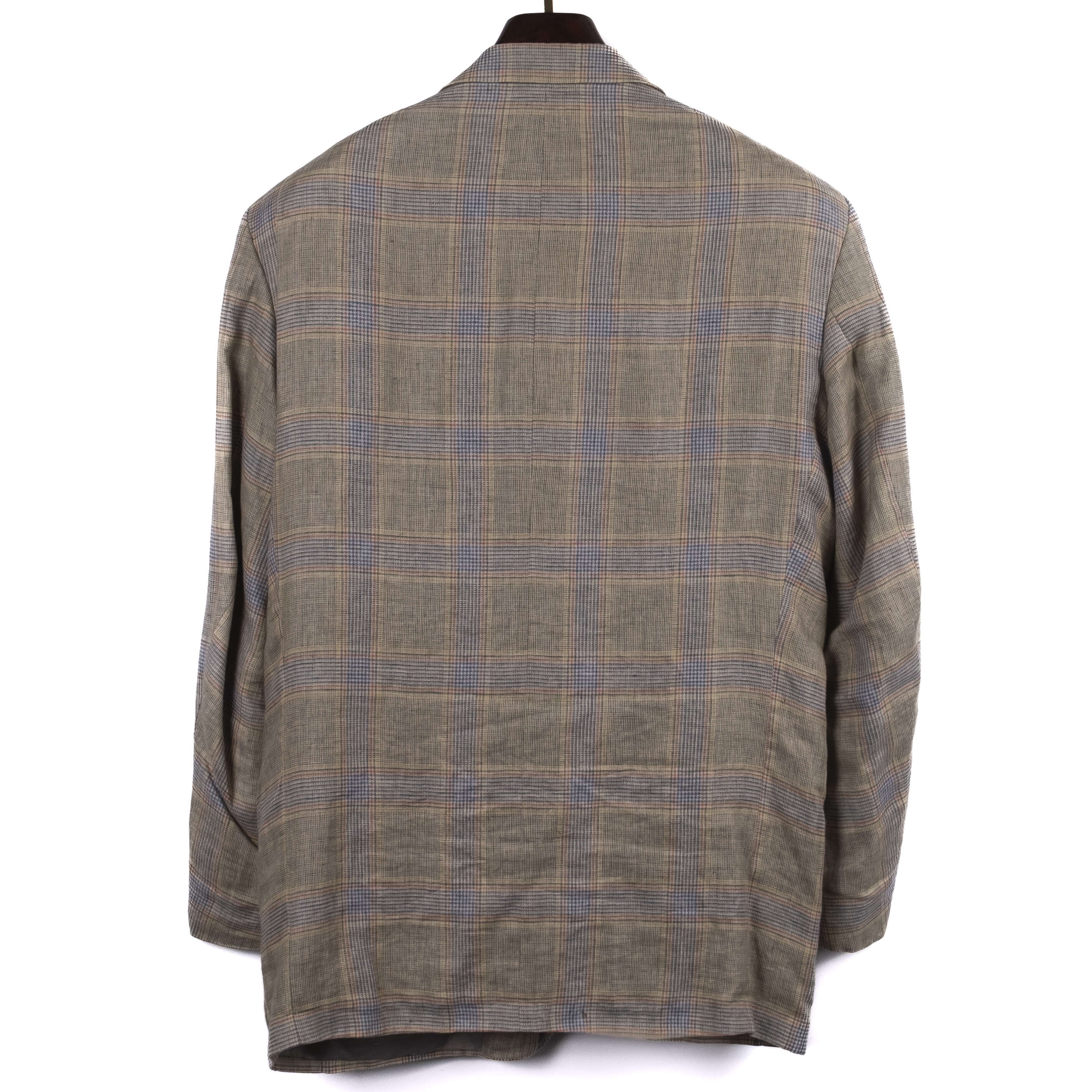Beige Checked Linen Sport Coat
