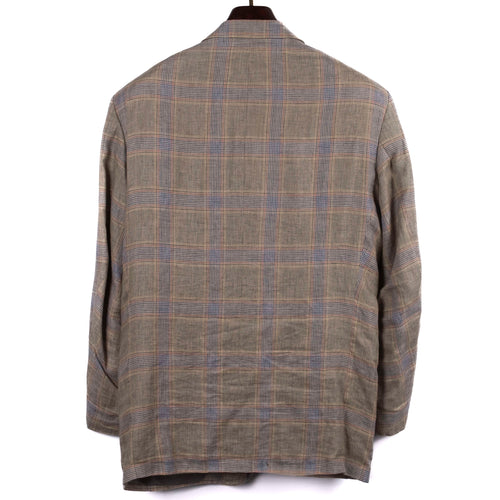 Beige Checked Linen Sport Coat