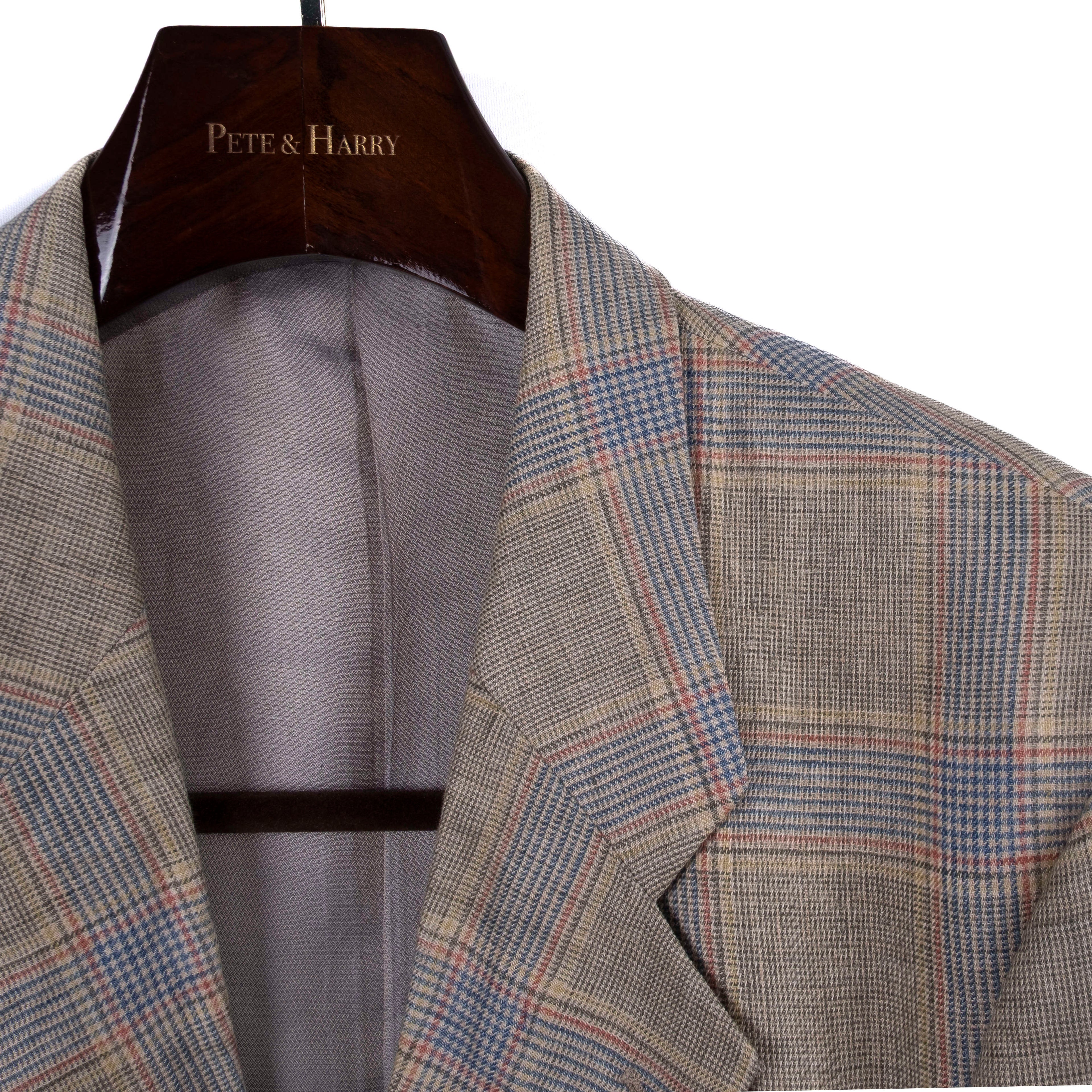Beige Checked Linen Sport Coat