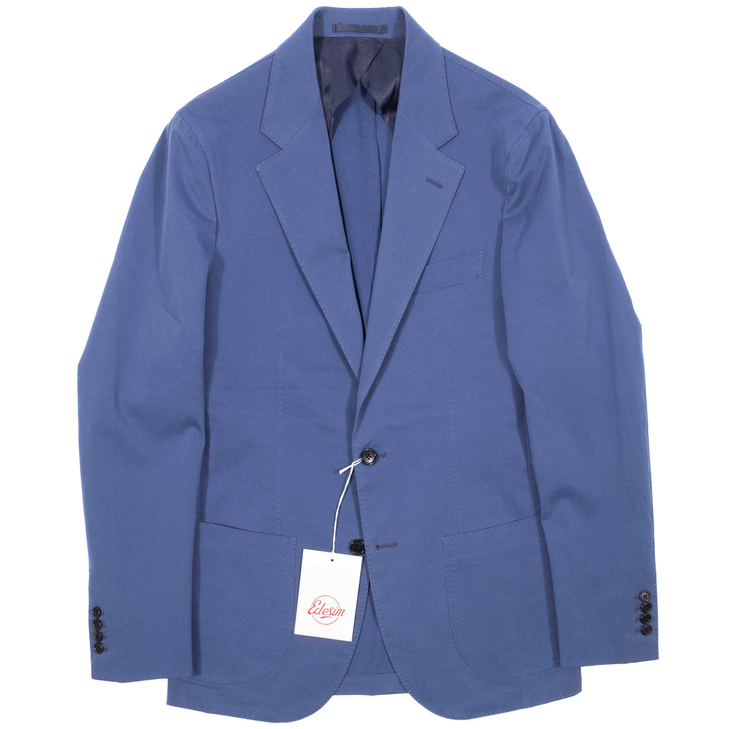 Neapolitan Hand Tailored Blue Cotton Sport Coat, Size 54