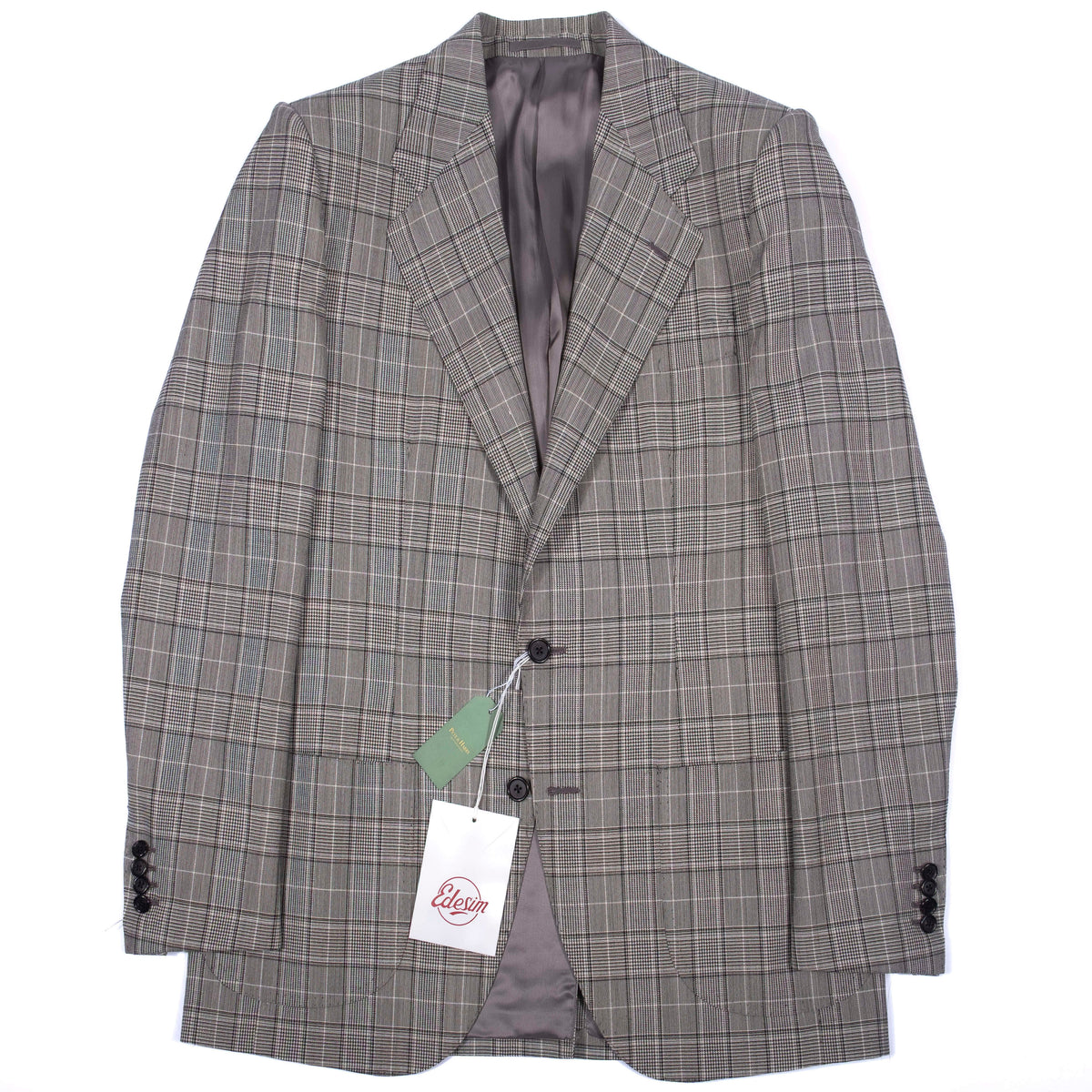 Neapolitan Hand Tailored Grey Checked Holland & Sherry Wool Sport Coat Sz 52