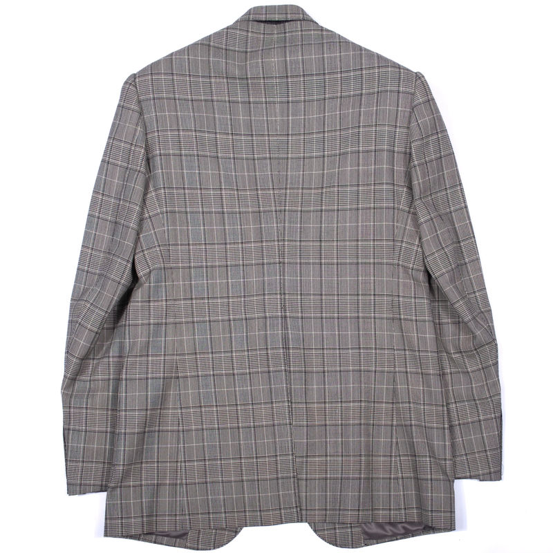 Neapolitan Hand Tailored Grey Checked Holland & Sherry Wool Sport Coat Sz 52
