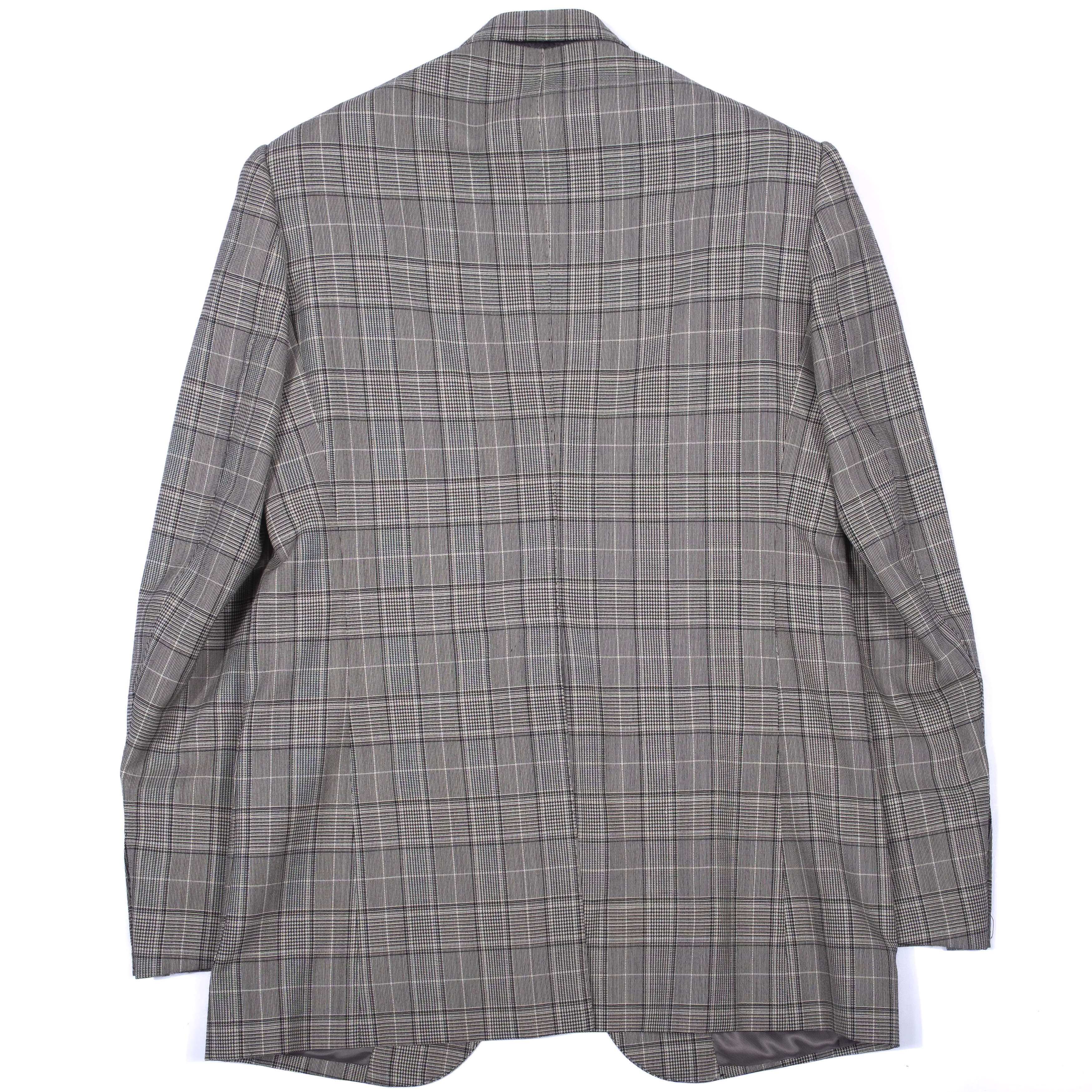 Neapolitan Hand Tailored Grey Checked Holland & Sherry Wool Sport Coat Sz 52