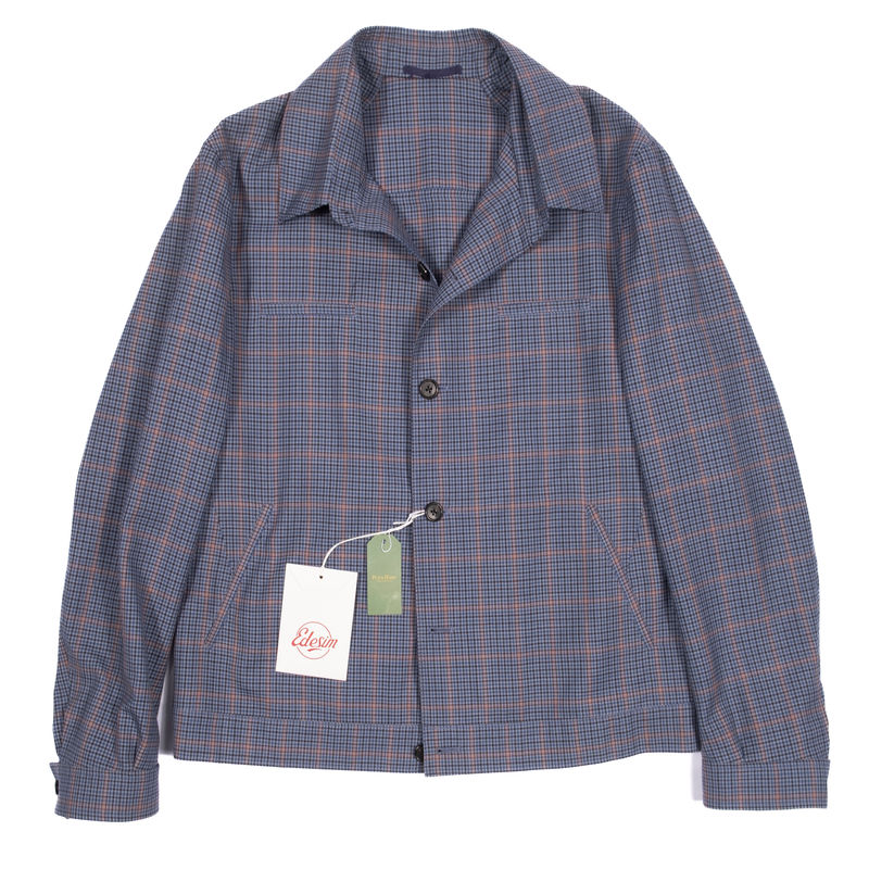 Neapolitan Tailored Blue Check Holland & Sherry Summer Jacket Sz 50