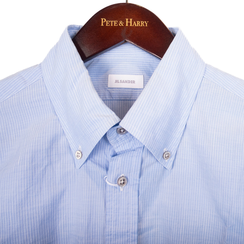 Blue and White Striped Buttondown Shirt