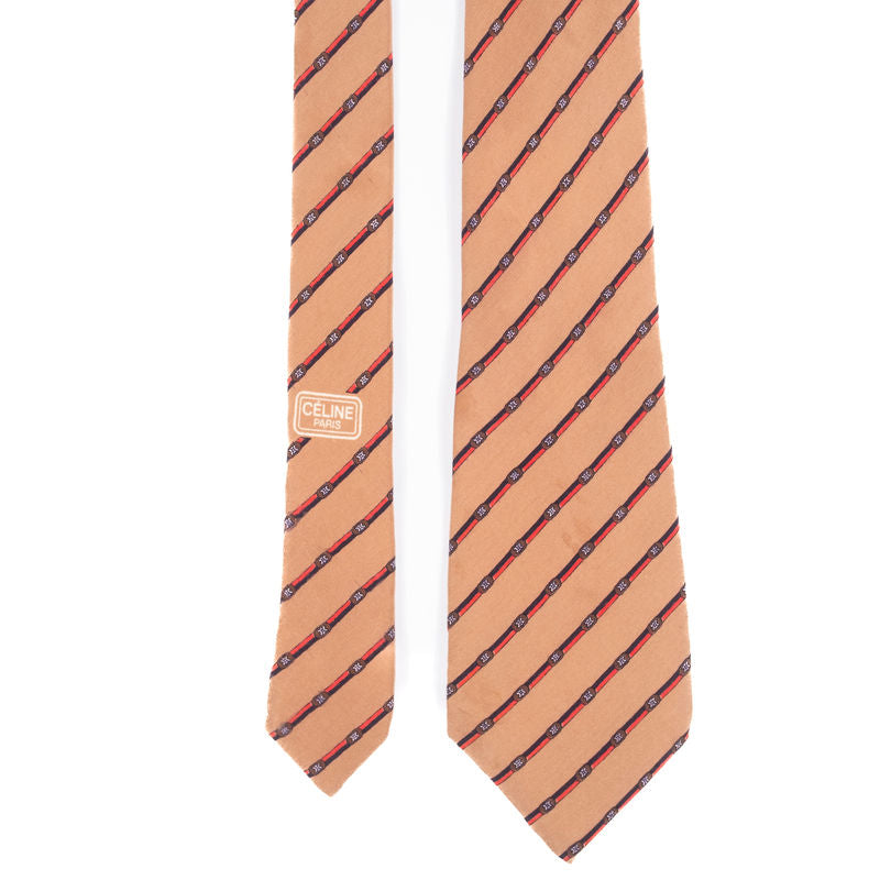 Celine Beige with Red and Black Stripes Tie