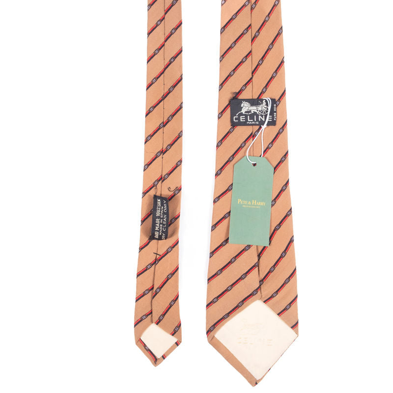 Celine Beige with Red and Black Stripes Tie