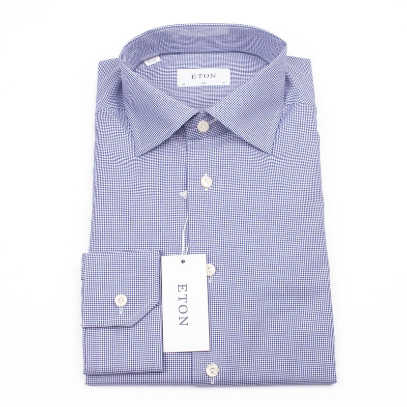 Blue Mini Check Business Shirt