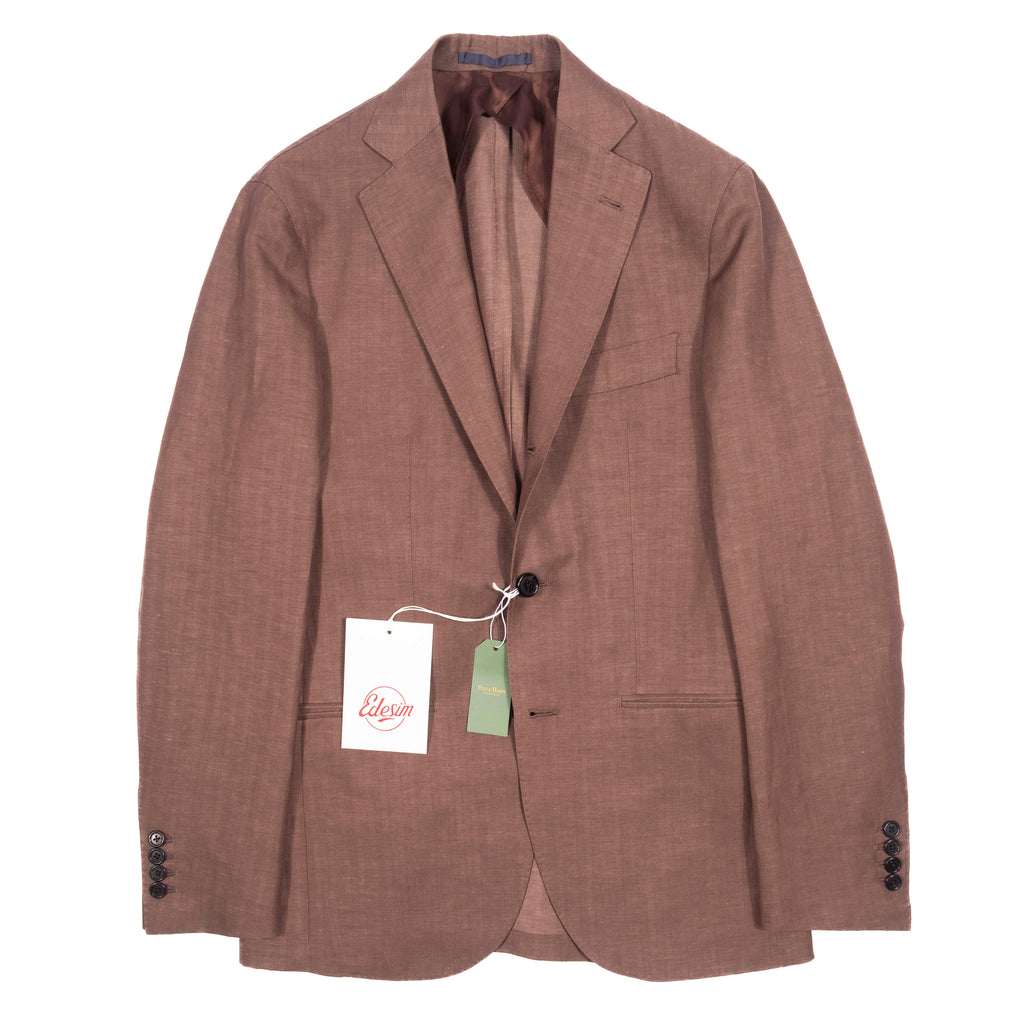 Neapolitan Hand Tailored Brown Herringbone Sport Coat 50