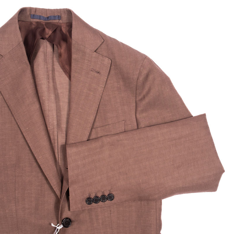 Neapolitan Hand Tailored Brown Herringbone Sport Coat 50