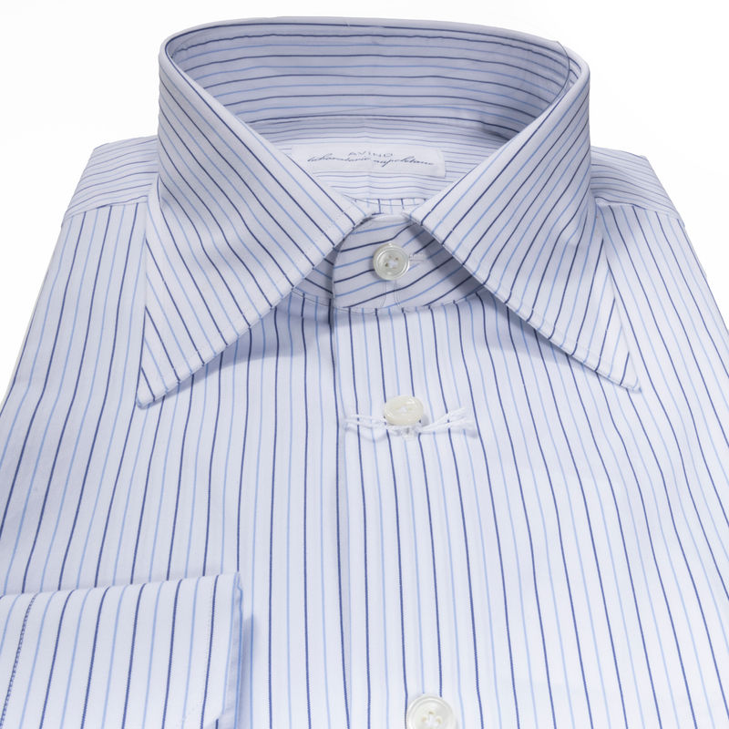 White with Blue Stripes Business Shirt 40