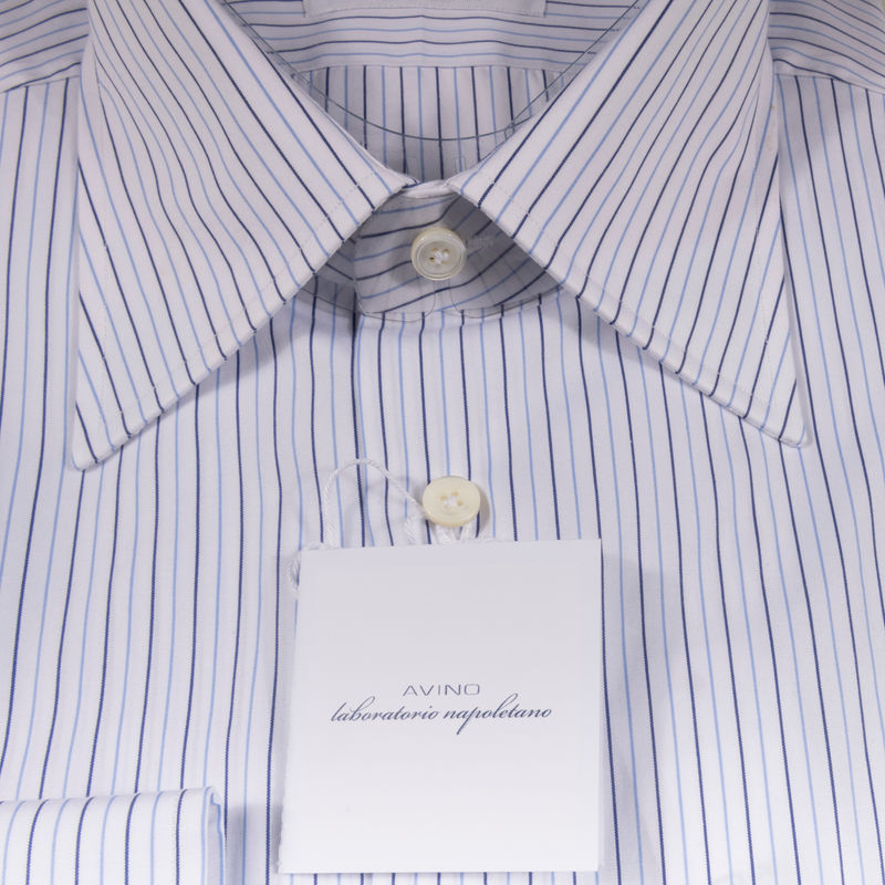 White with Blue Stripes Business Shirt 40