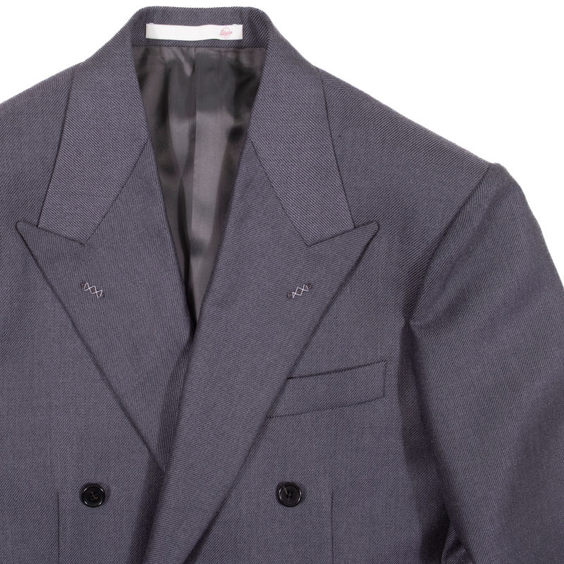 Neapolitan Hand Tailored Grey Double Breasted Cavalry Twill Sport Coat Sz 46