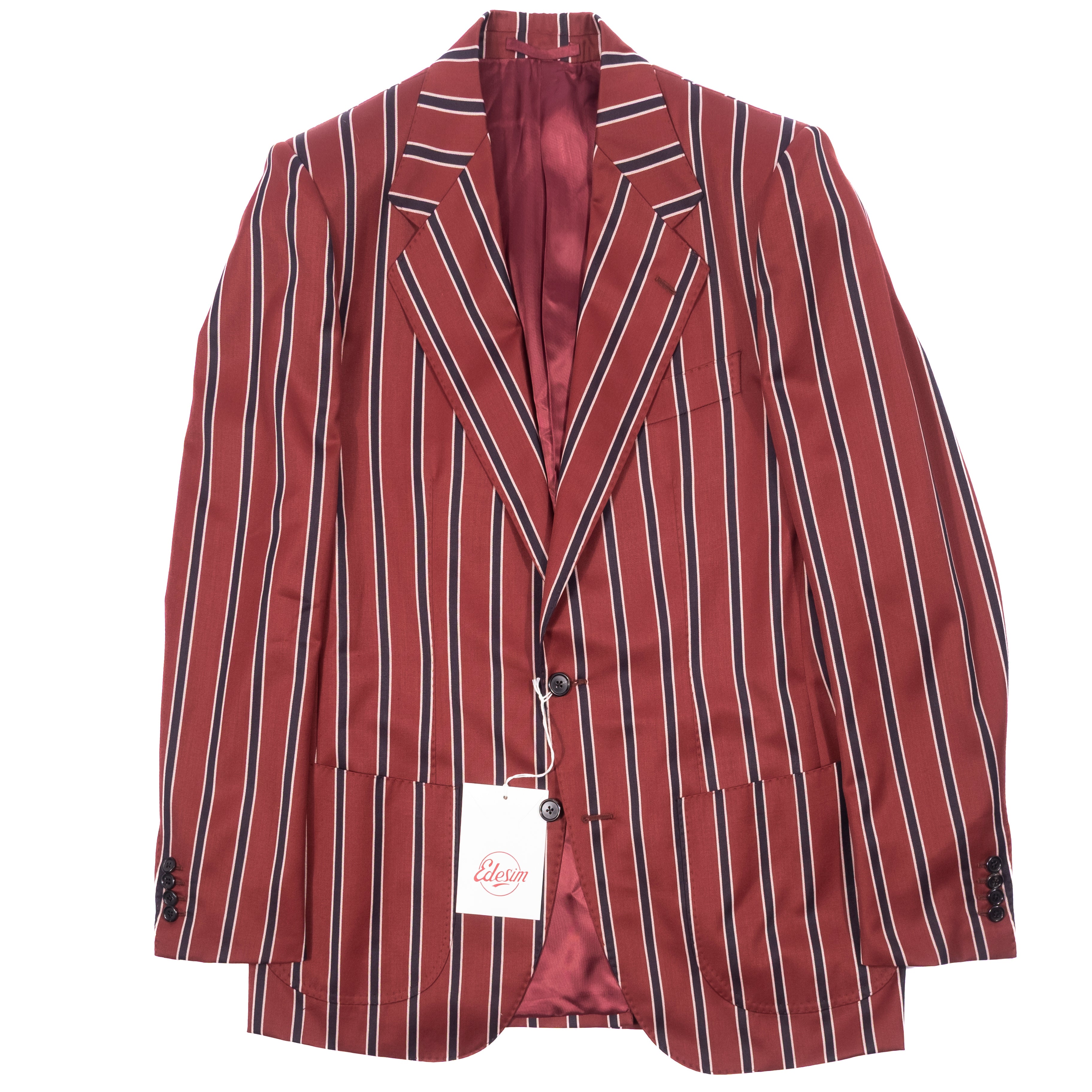 Neapolitan Hand Tailored  Red, White and Navy Stripes Holland & Sherry Boating Blazer 46