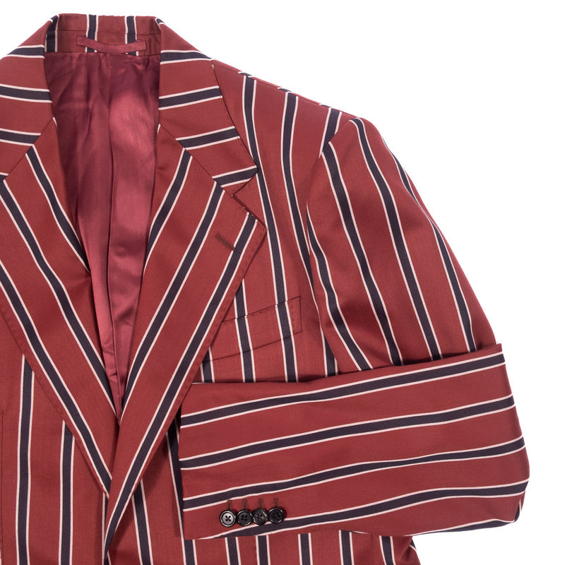 Neapolitan Hand Tailored Red, White and Navy Stripes Holland & Sherry Boating Blazer 50