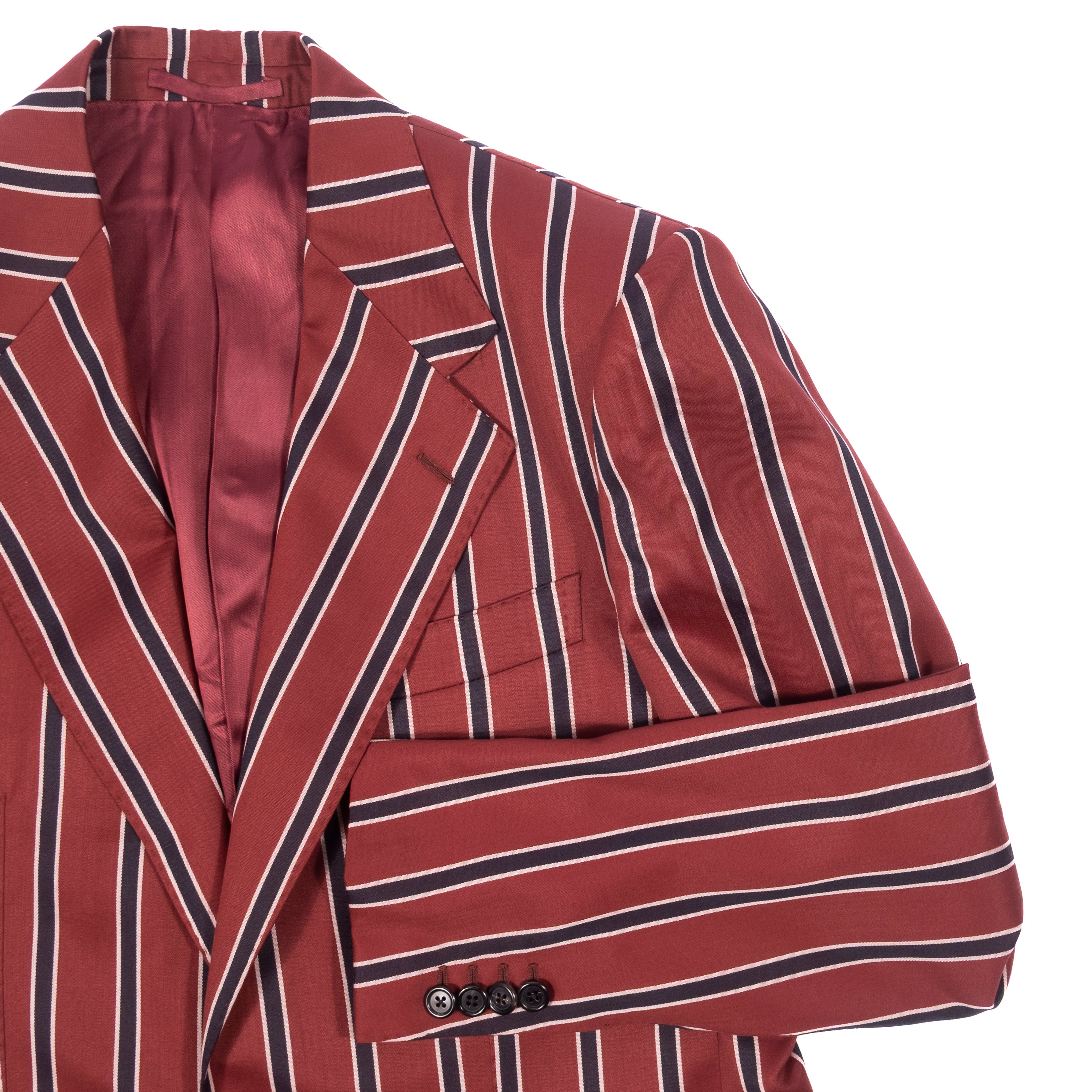 Neapolitan Hand Tailored  Red, White and Navy Stripes Holland & Sherry Boating Blazer 46