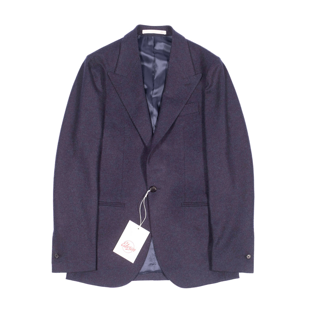 Neapolitan Hand Tailored Navy Drapers Flannel Peak Lapel Sport Coat Sz 48