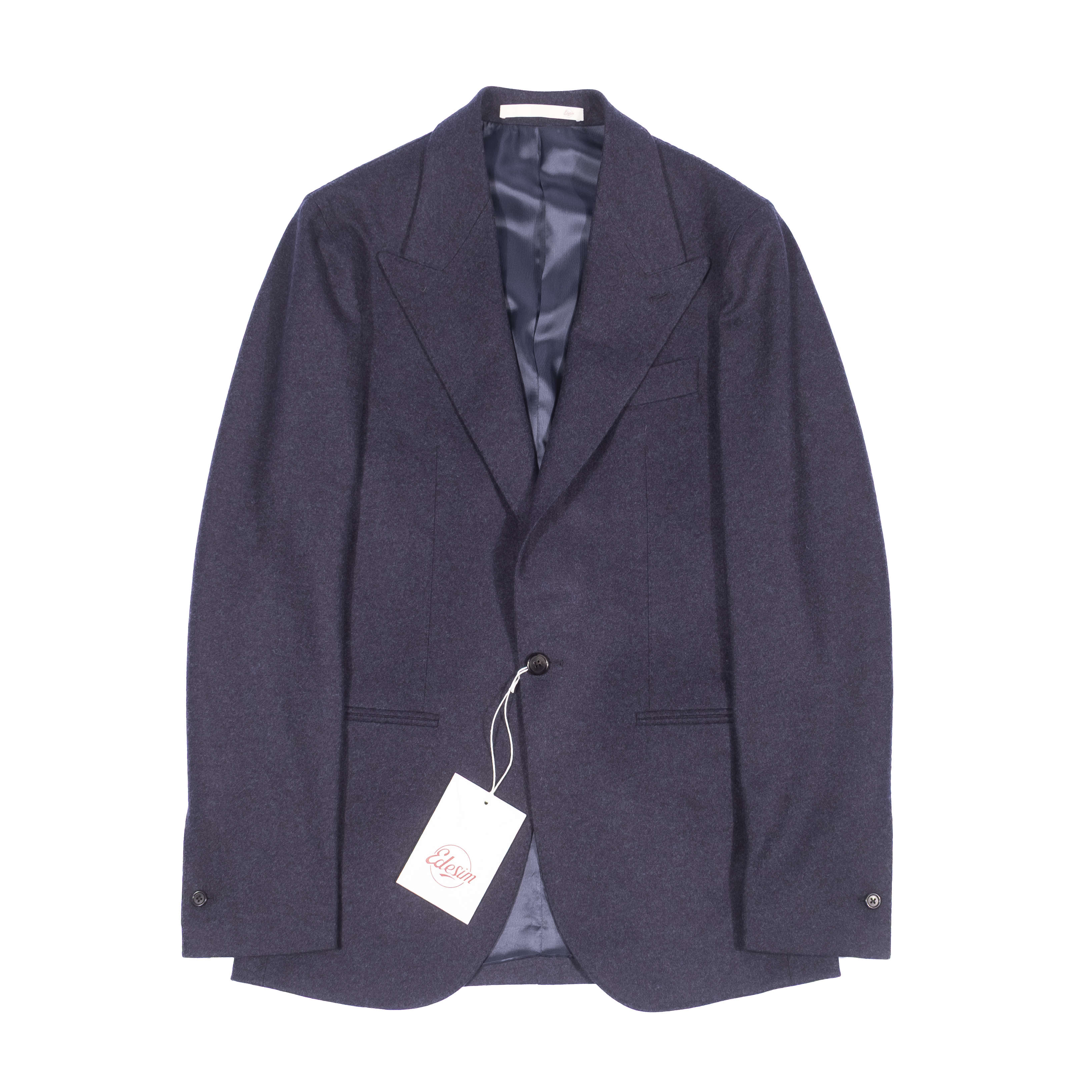 Neapolitan Hand Tailored Navy Drapers Flannel Peak Lapel Sport Coat Sz 48