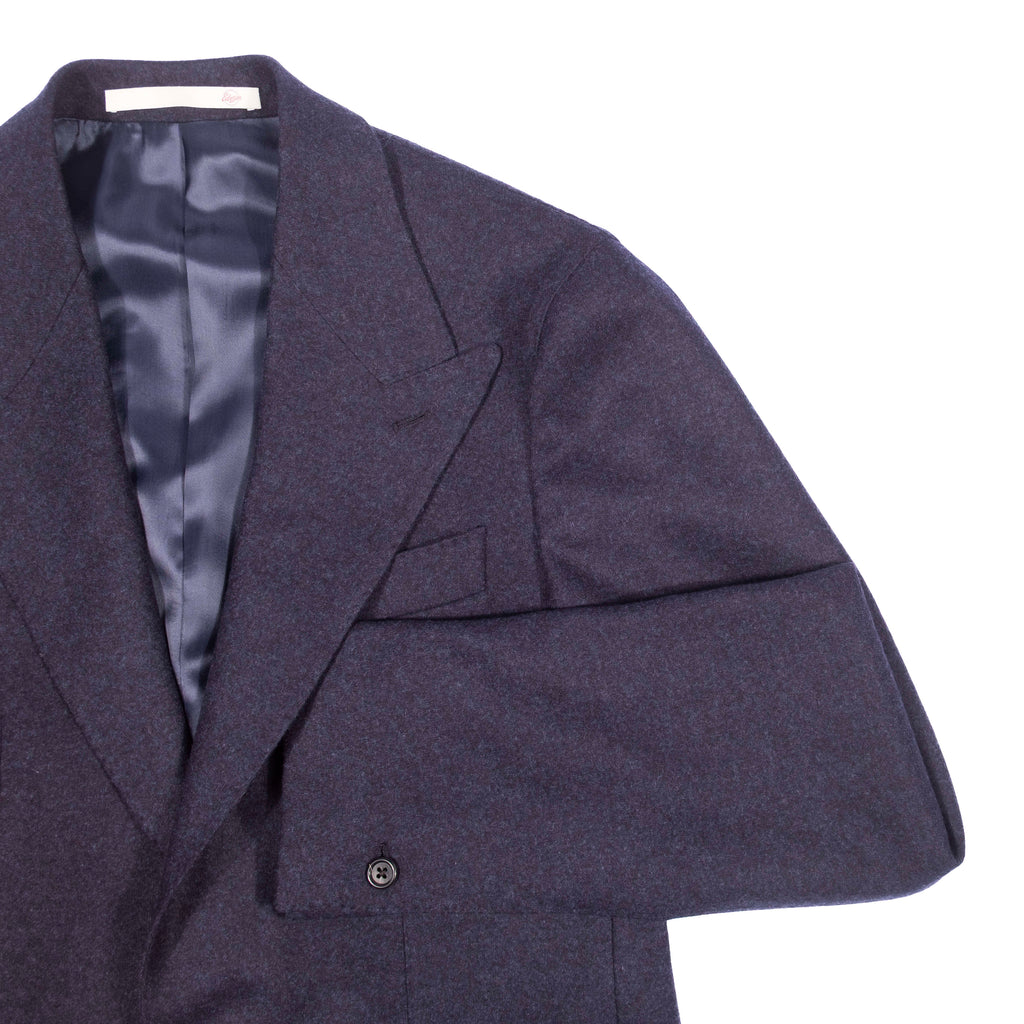 Neapolitan Hand Tailored Navy Drapers Flannel Peak Lapel Sport Coat Sz 48