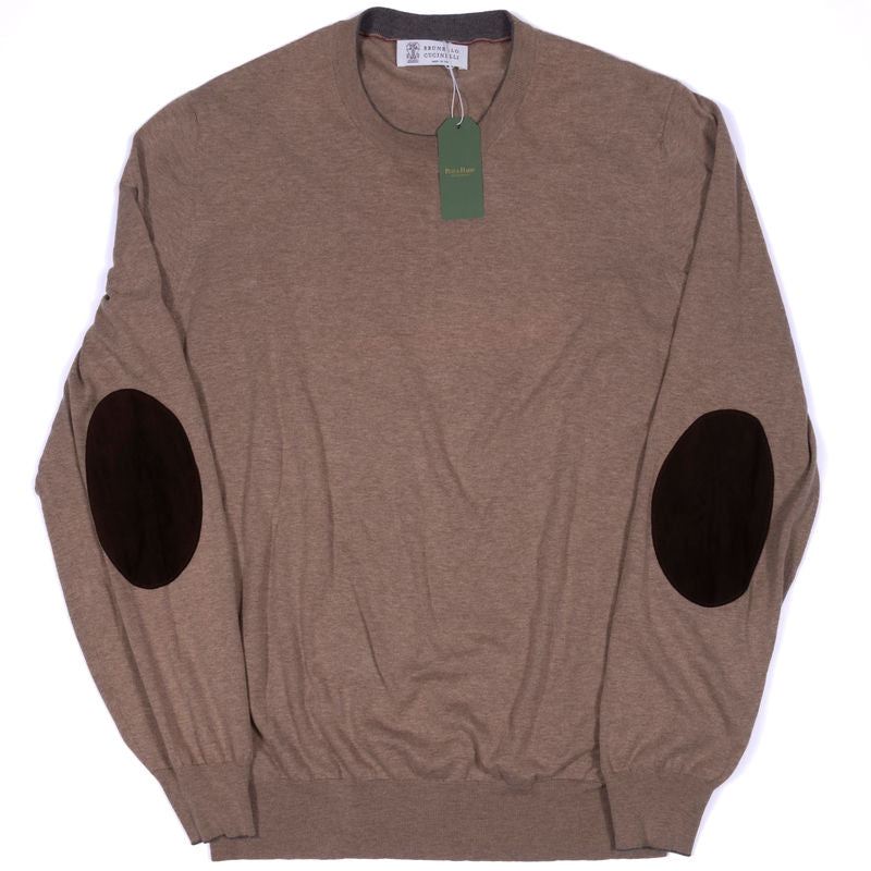 Brunello Cucinelli Light Brown Cotton Crewneck Jumper