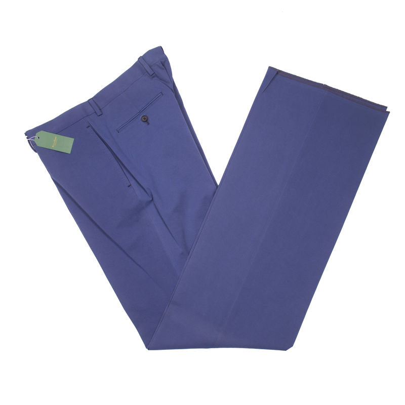 Neapolitan Hand Tailored Blue Cotton Trousers Sz 54