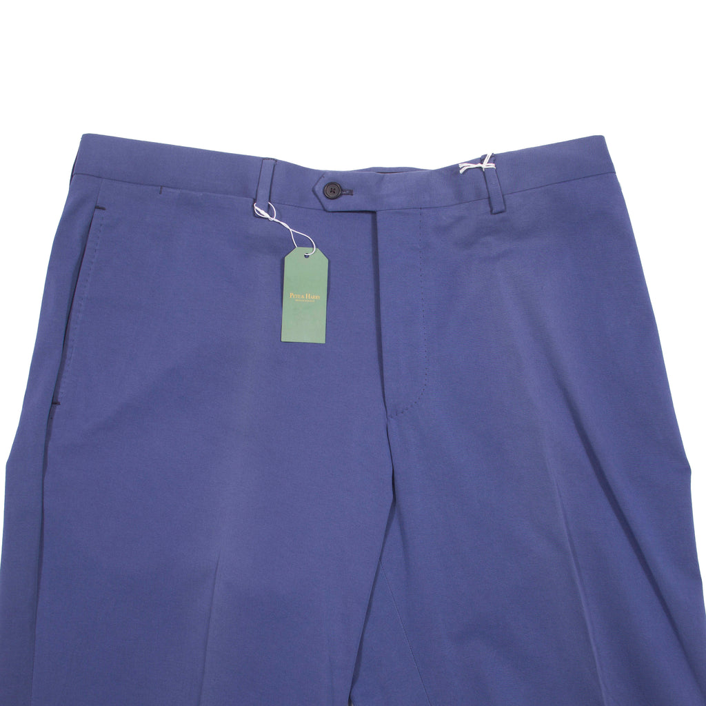 Neapolitan Hand Tailored Blue Cotton Trousers Sz 46