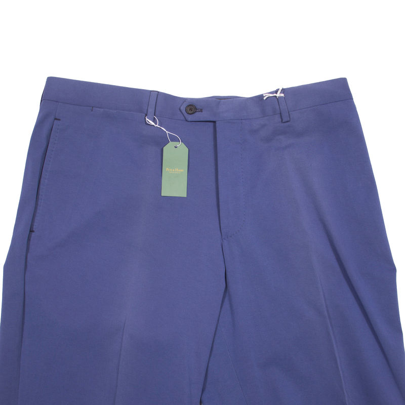 Neapolitan Hand Tailored Blue Cotton Trousers Sz 54