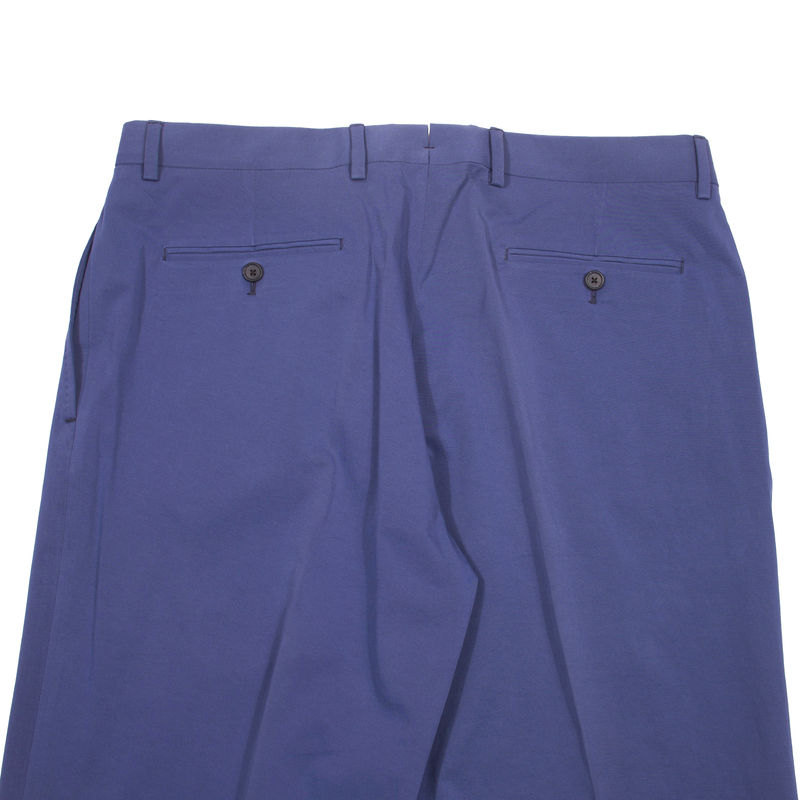 Neapolitan Hand Tailored Blue Cotton Trousers Sz 50