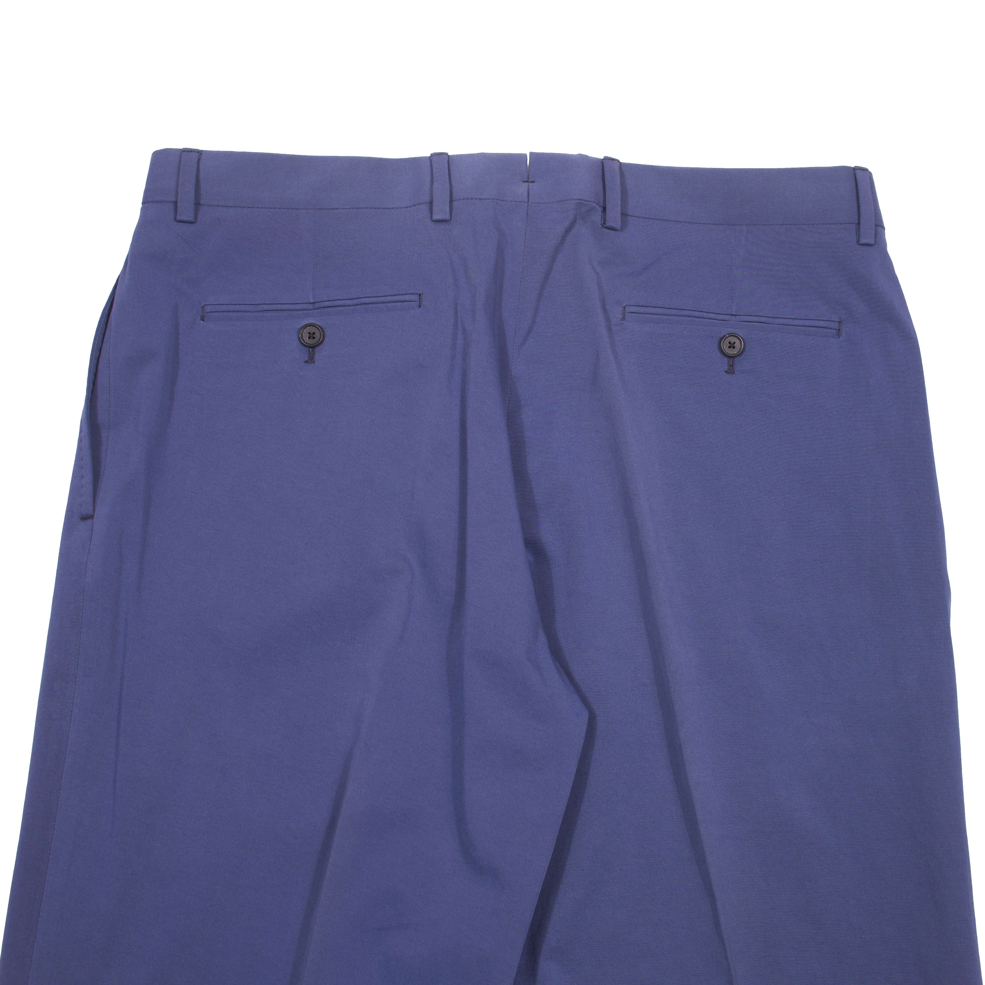 Neapolitan Hand Tailored Blue Cotton Trousers Sz 54