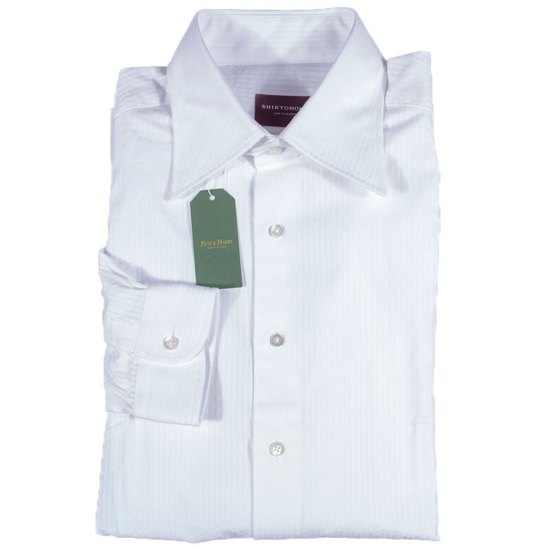 Shirtonomy White Seersucker Shirt Sz 41