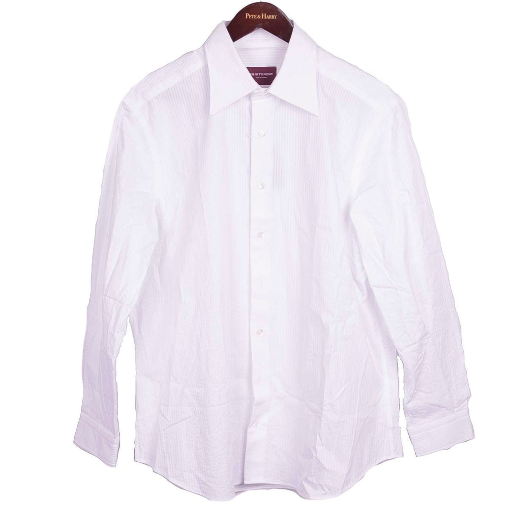 Shirtonomy White Seersucker Shirt Sz 41