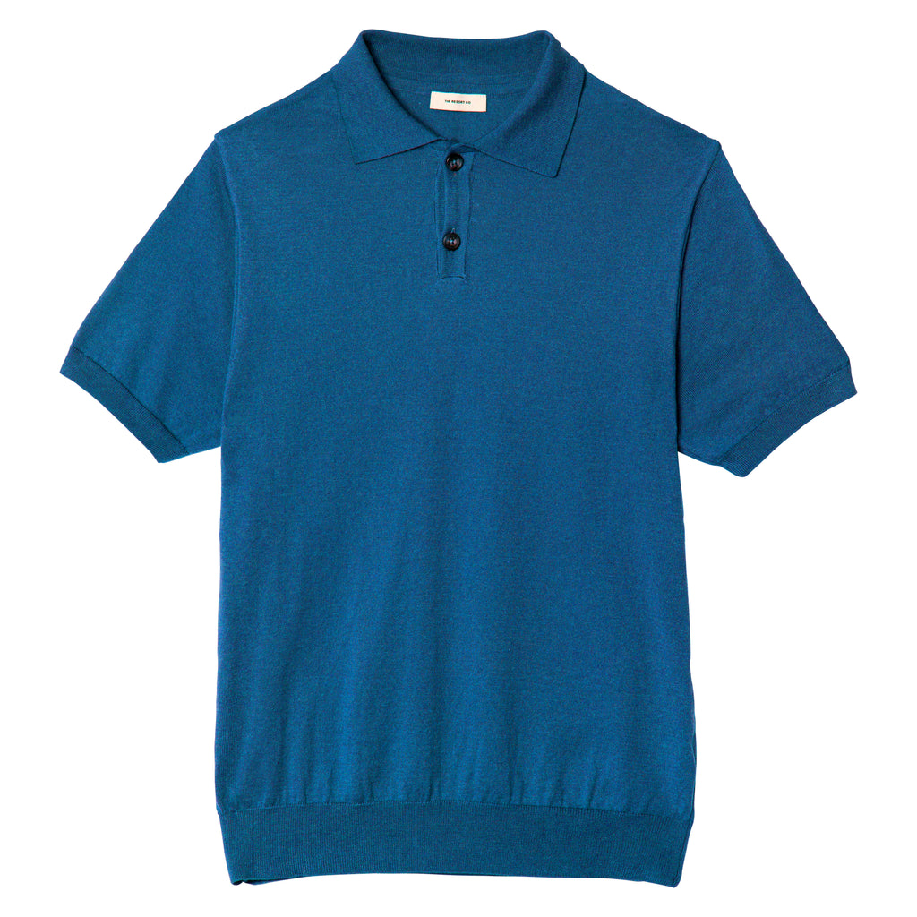 Knitted Polo Shirt Azure - Regular Retail Price 1590 Kr