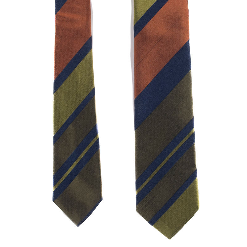 Blue, green and orange stripes Tie