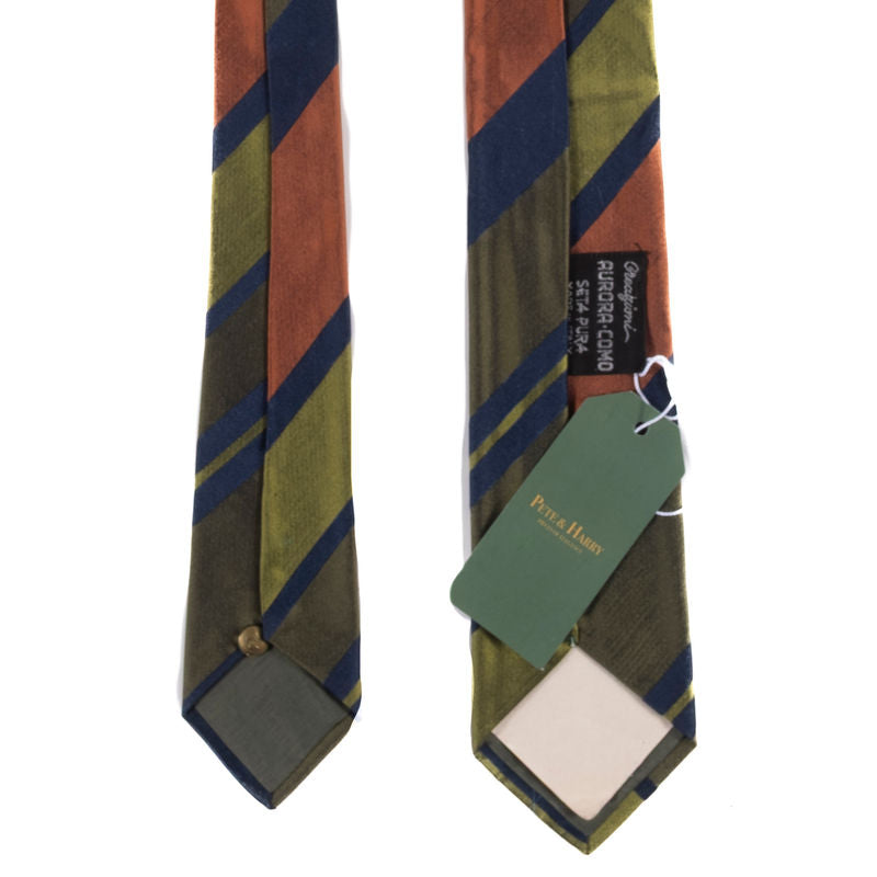 Blue, green and orange stripes Tie
