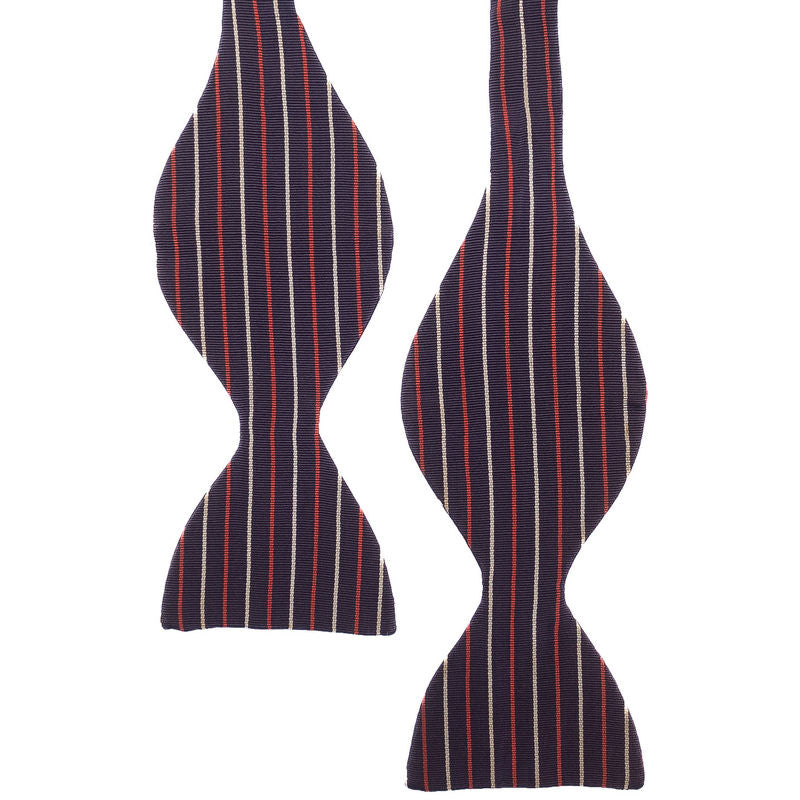 Navy Striped Bow Tie