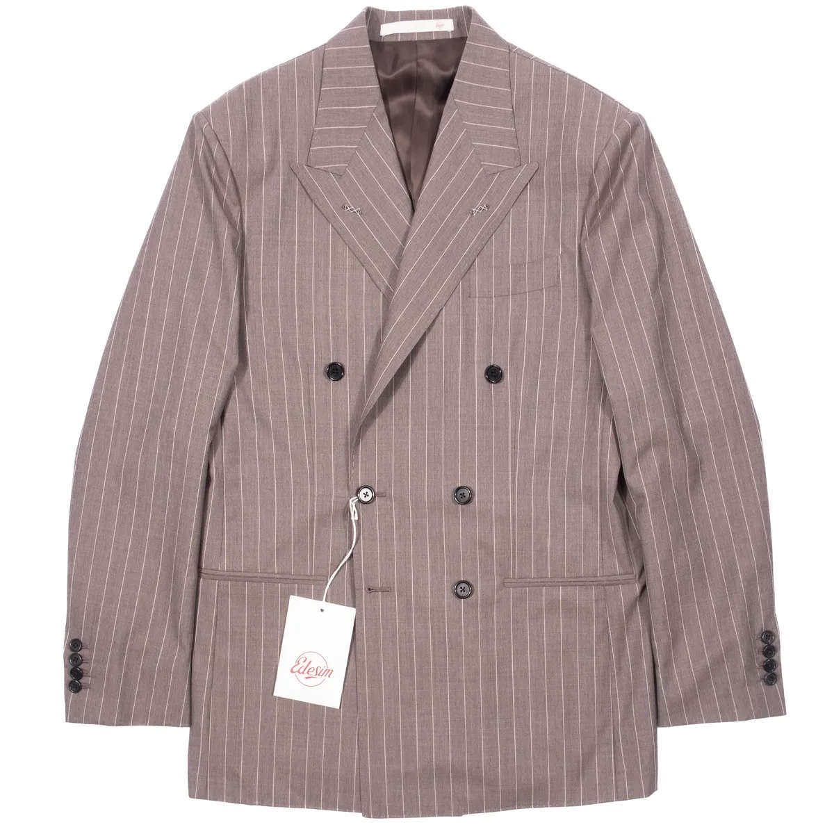 Neapolitan Hand Tailored Grey Chalk Striped Double Breasted Vitale Barberis Canonico Summer Suit Sz 50