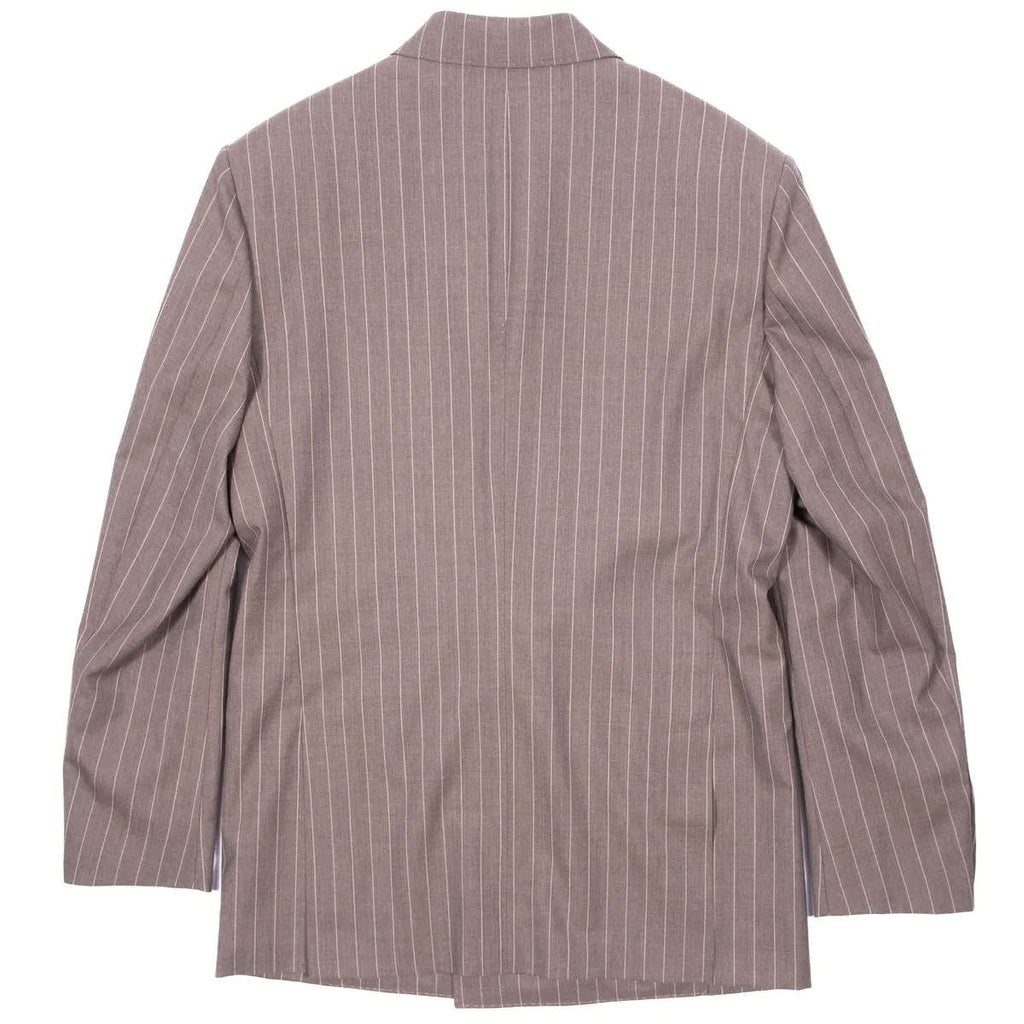 Neapolitan Hand Tailored Grey Chalk Striped Double Breasted Vitale Barberis Canonico Summer Suit Sz 50