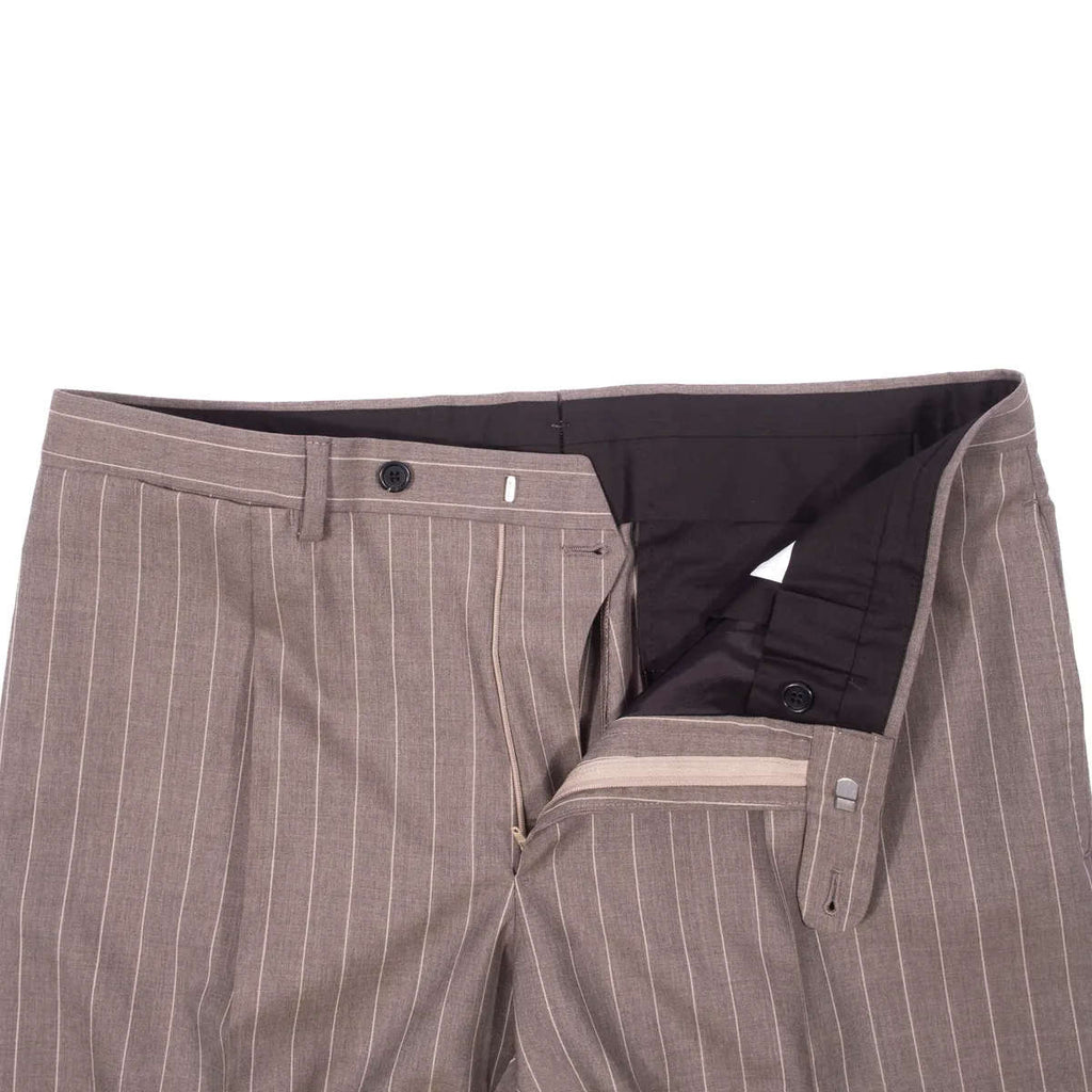 Neapolitan Hand Tailored Grey Chalk Striped Double Breasted Vitale Barberis Canonico Summer Suit Sz 50