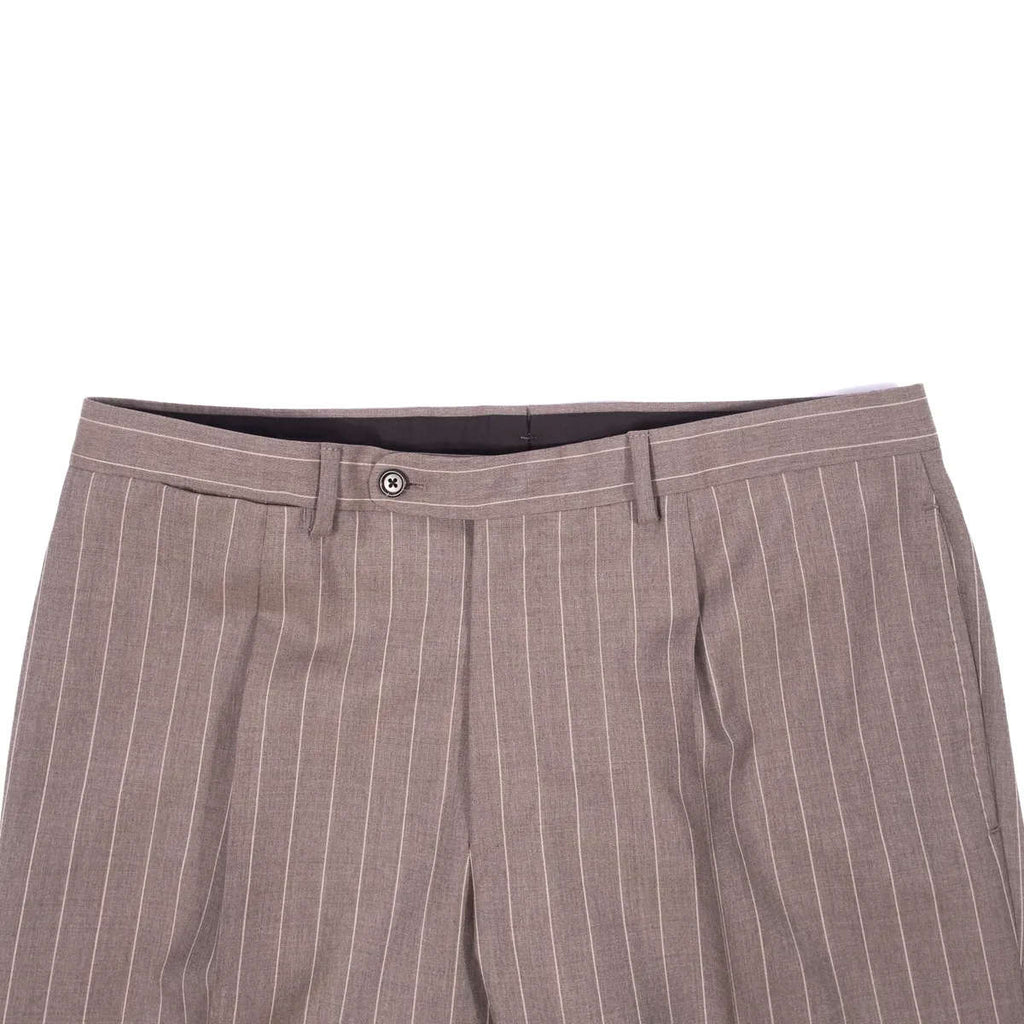 Neapolitan Hand Tailored Grey Chalk Striped Double Breasted Vitale Barberis Canonico Summer Suit Sz 50