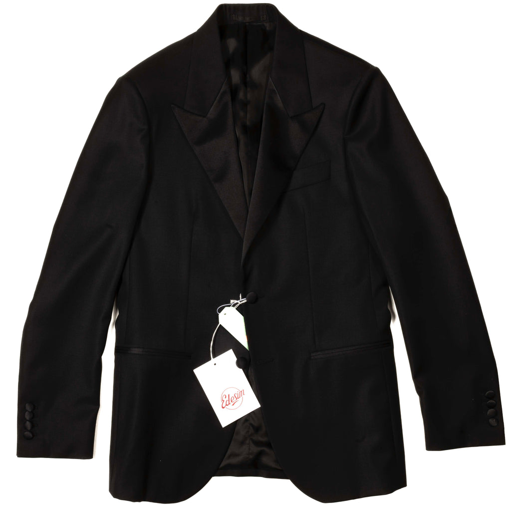 Est Retail Price 20 000 SEK - Neapolitan Hand Tailored Black Tuxedo Suit Sz 48