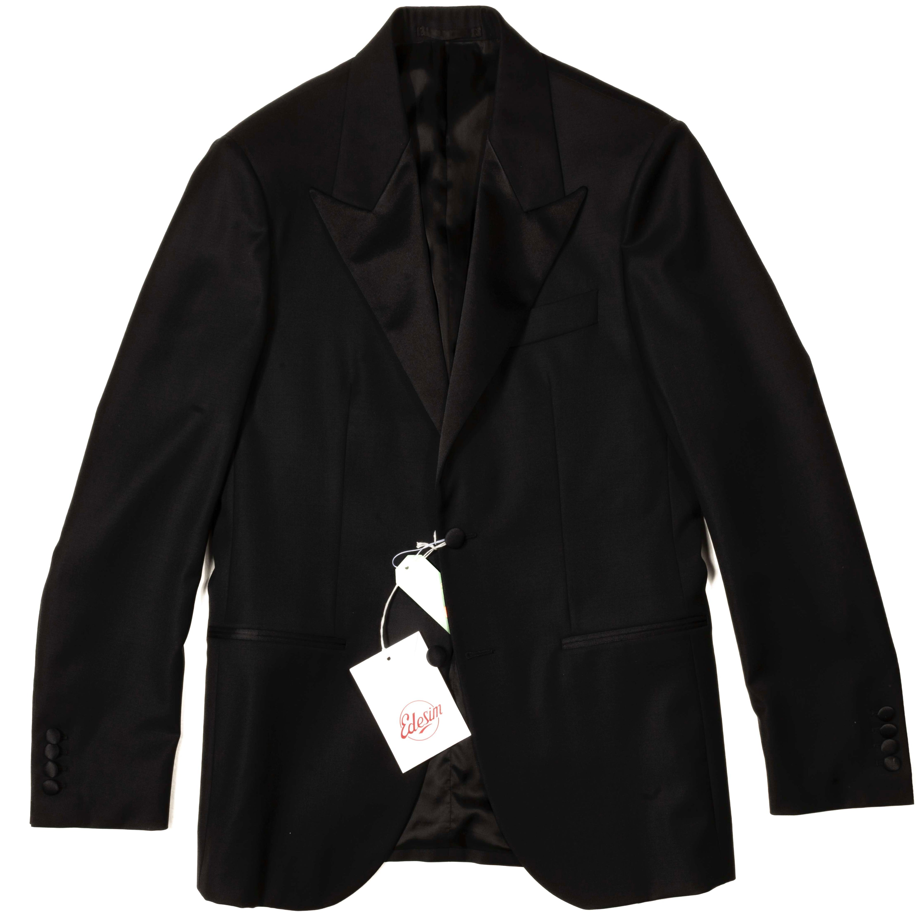 Est Retail Price 20 000 SEK - Neapolitan Hand Tailored Black Tuxedo Suit Sz 48