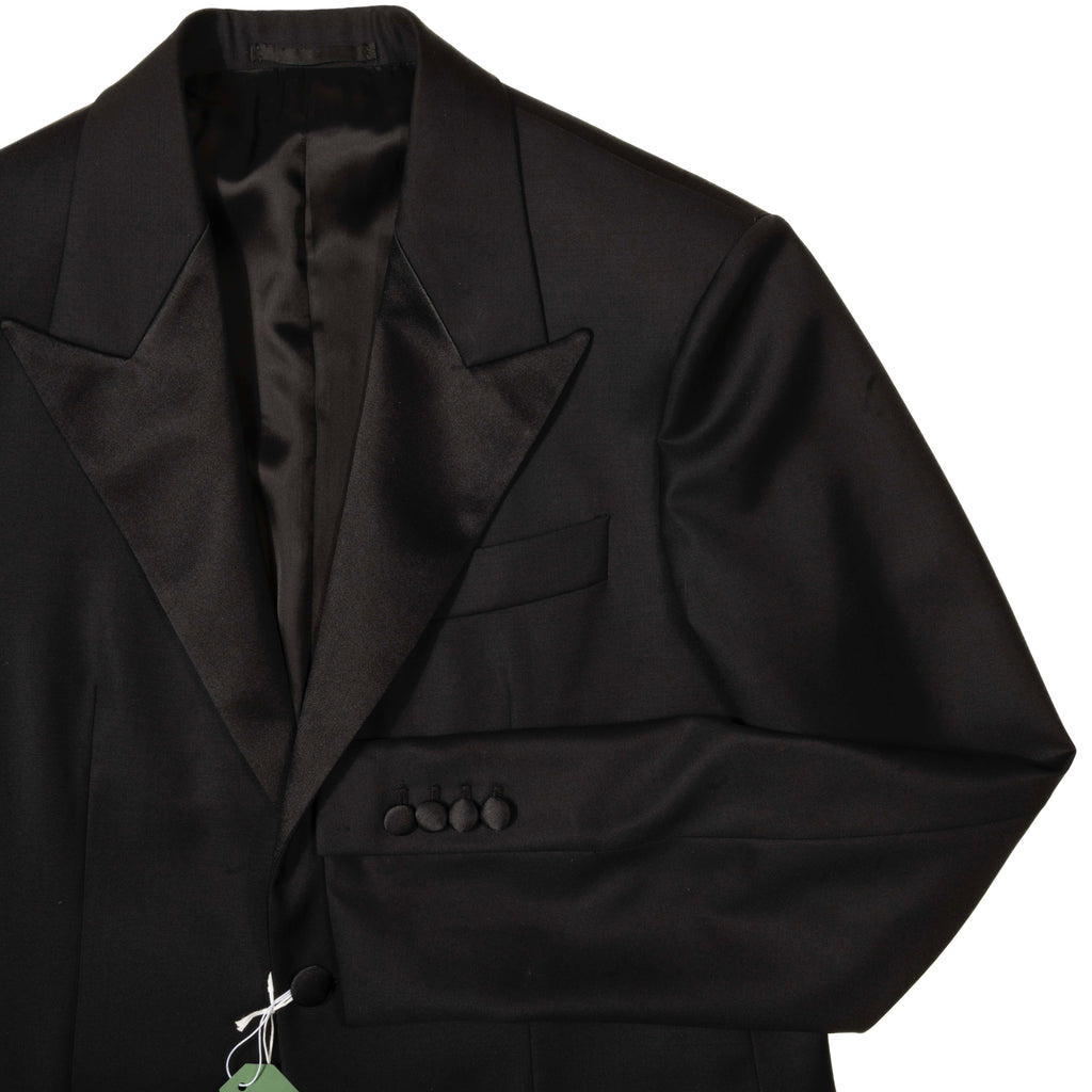 Est Retail Price 20 000 SEK - Neapolitan Hand Tailored Black Tuxedo Suit Sz 48