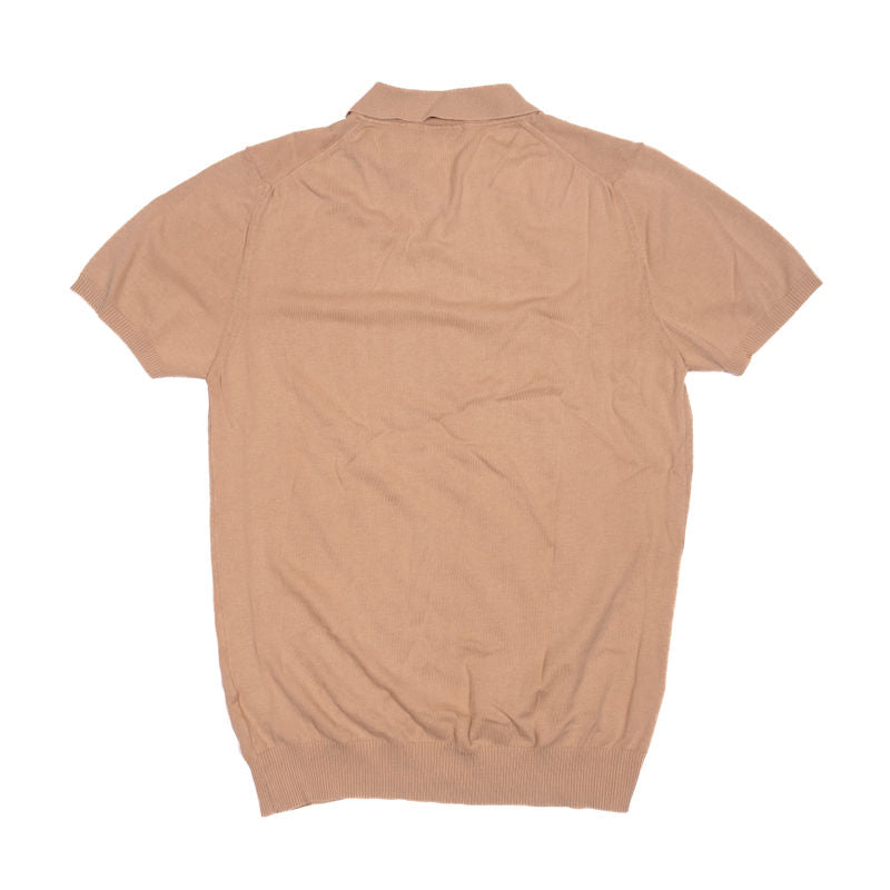 Blugiallo Camel Coloured Knit Cotton Polo Shirt