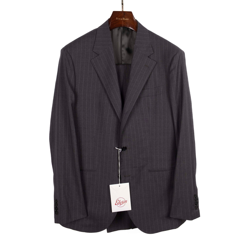 Neapolitan Hand Tailored Grey Chalk Striped Suit Sz 54