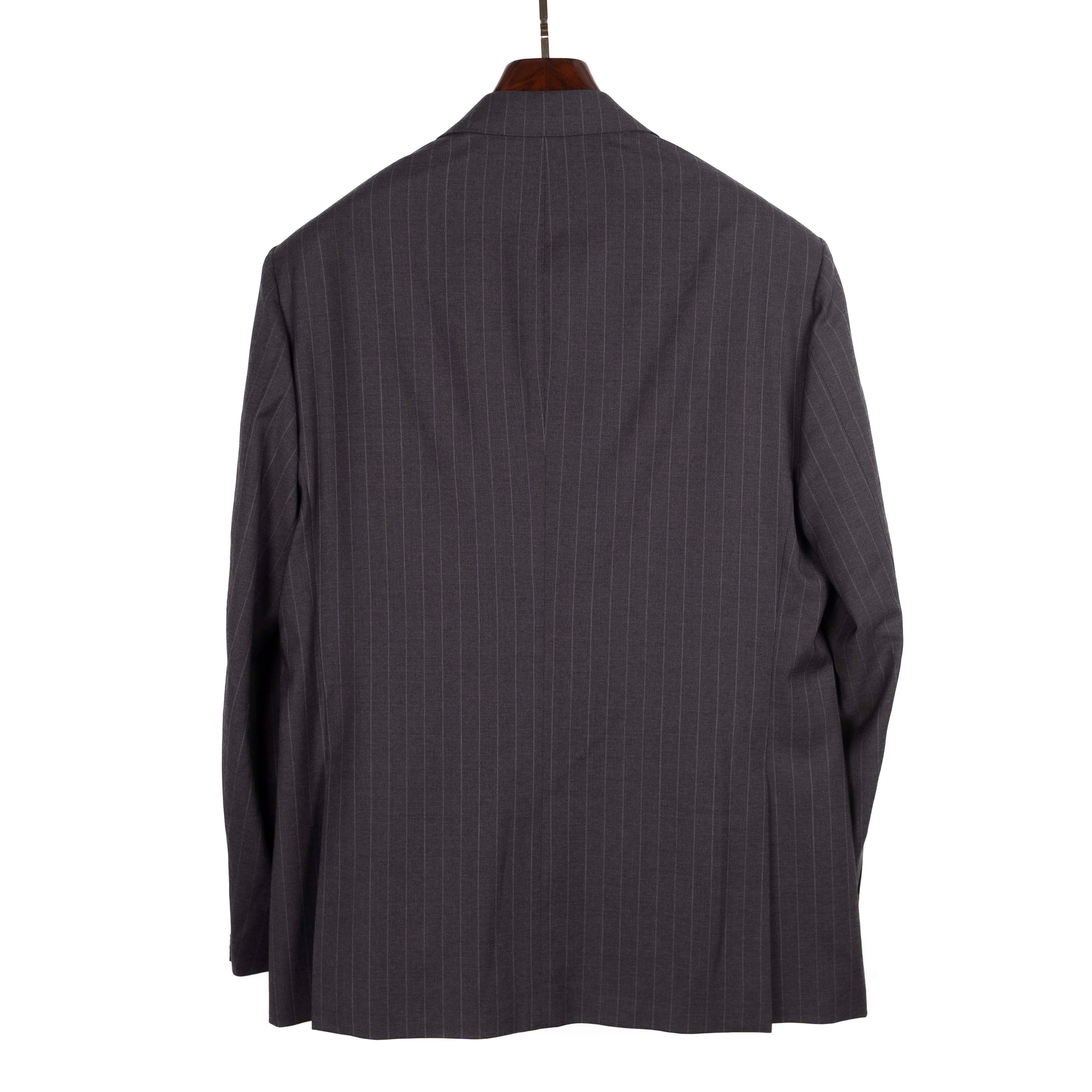 Neapolitan Hand Tailored Grey Chalk Striped Suit Sz 54