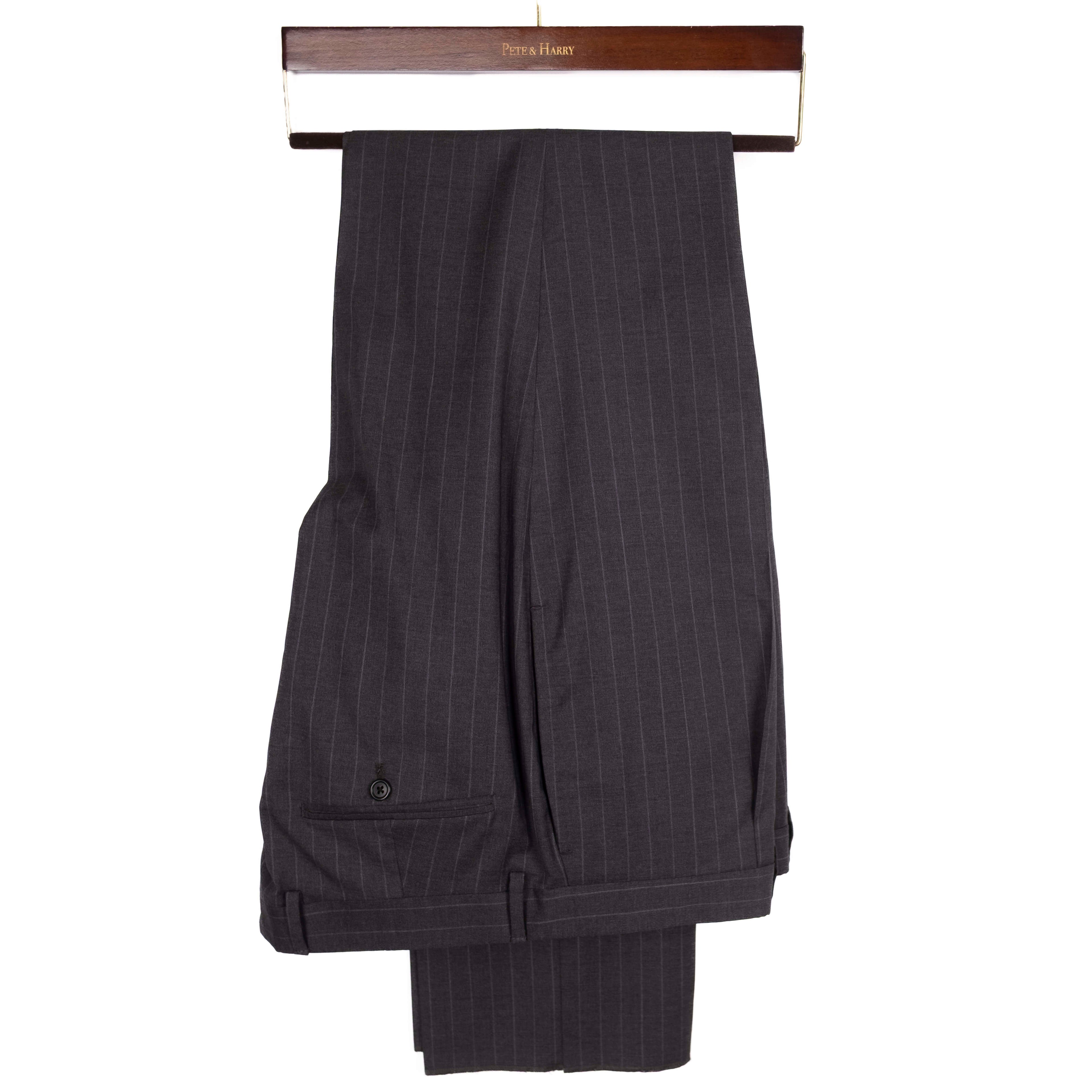 Neapolitan Hand Tailored Grey Chalk Striped Suit Sz 54