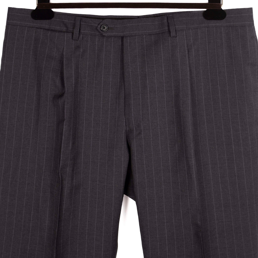 Neapolitan Hand Tailored Grey Chalk Striped Suit Sz 54