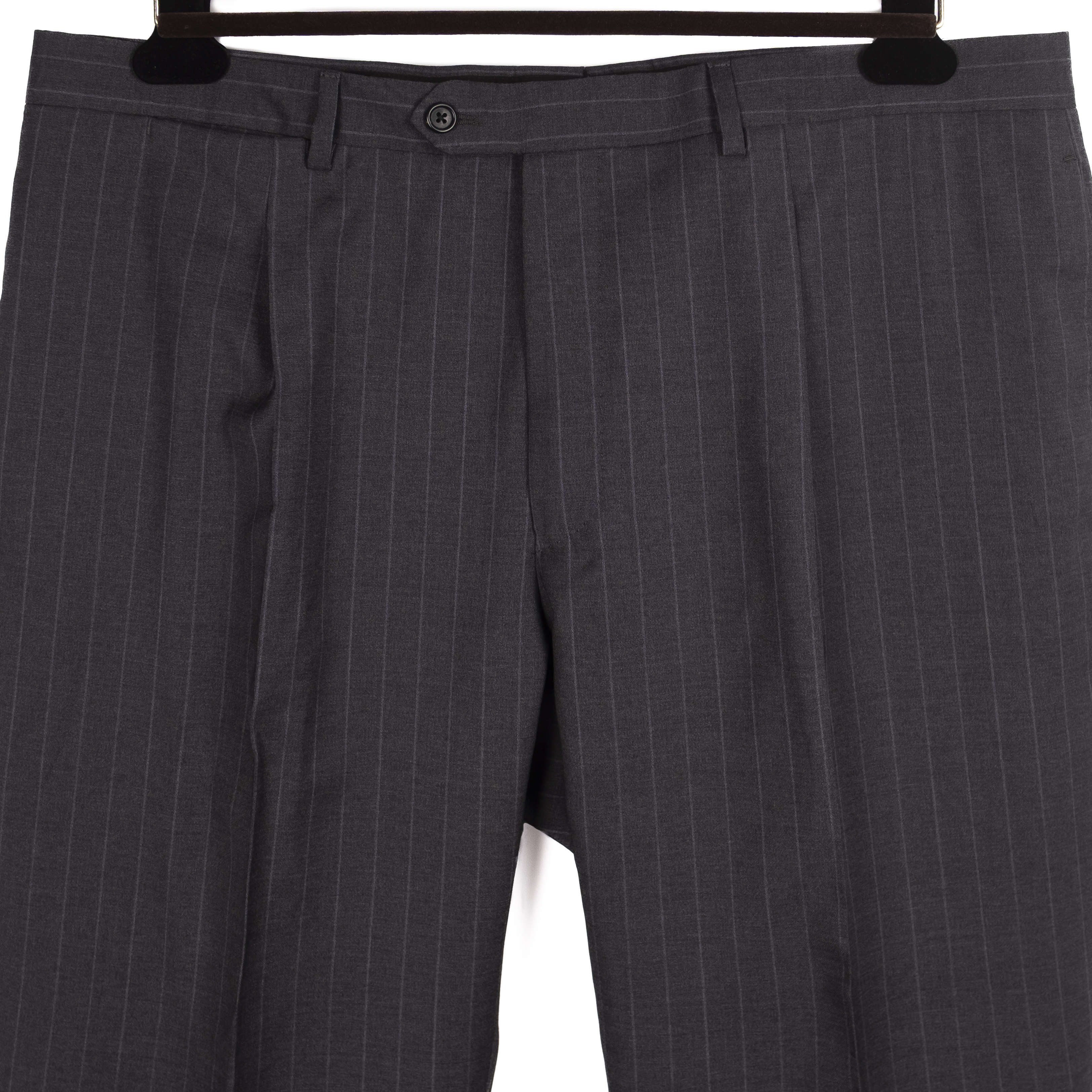 Neapolitan Hand Tailored Grey Chalk Striped Suit Sz 54